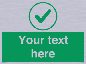 Custom green background, green tick in circle sign